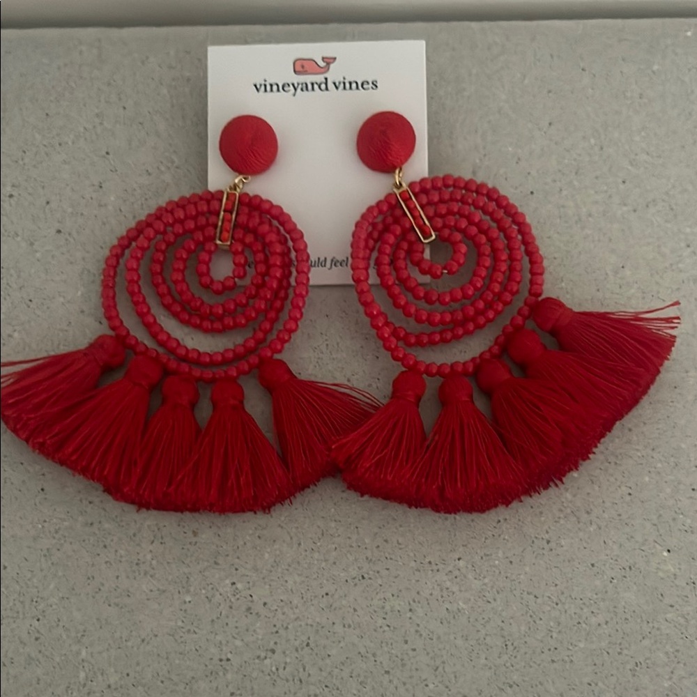 Vineyard Vines Red Statement Earrings